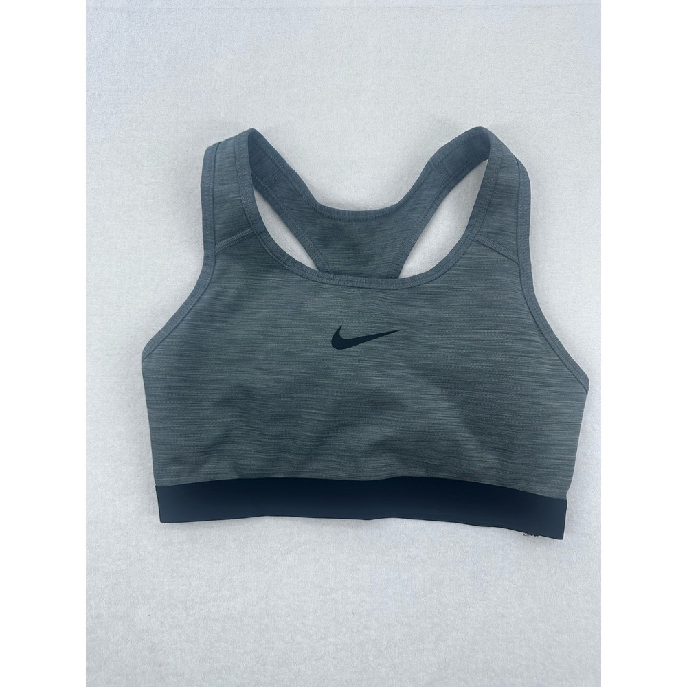 Nike Women's Ribbed Sports Bra  GrayBlack  Racerback  Athletic Activewear Size M